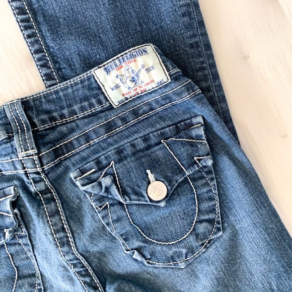 True religion low-rise boot medium wash jeans 27 - Picture 5 of 8